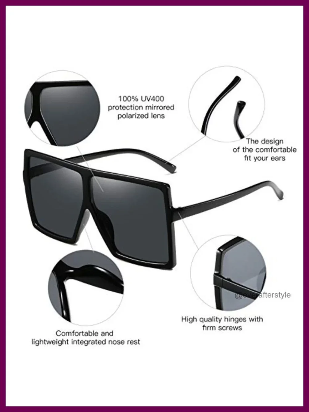 Retro Square Sunglasses for Women Men Large Frame UV400